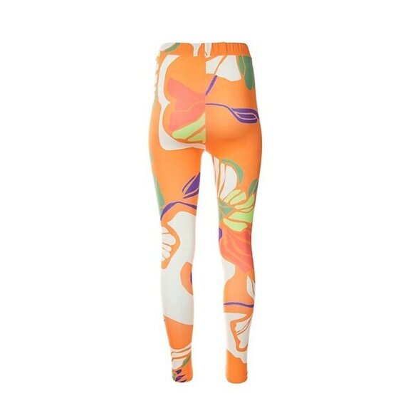 NWT Hilary MacMillan orange palm print fitted high-waisted leggings, M - Picture 7 of 10